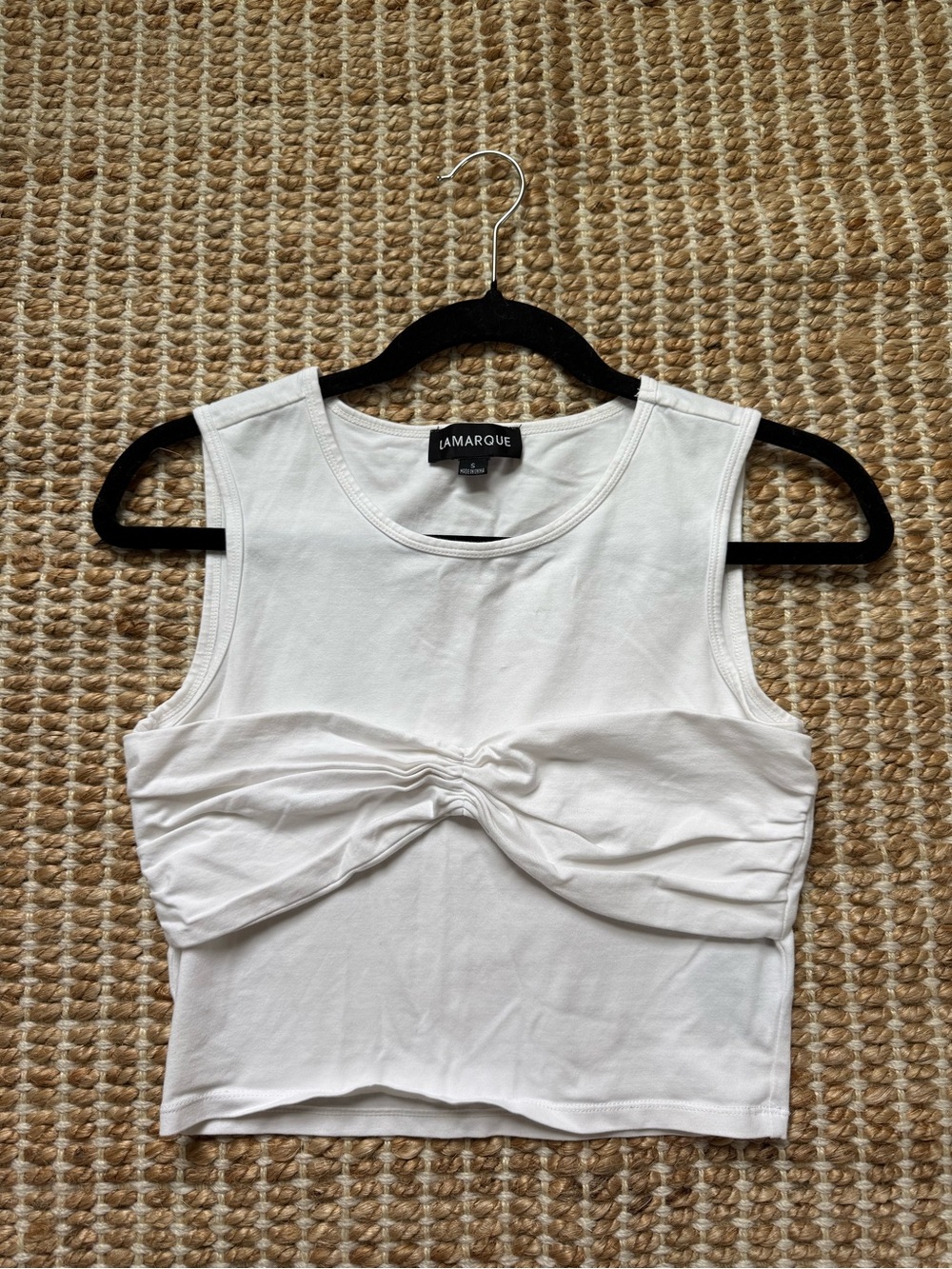 Lamarque White Twist-Front Cropped Tank